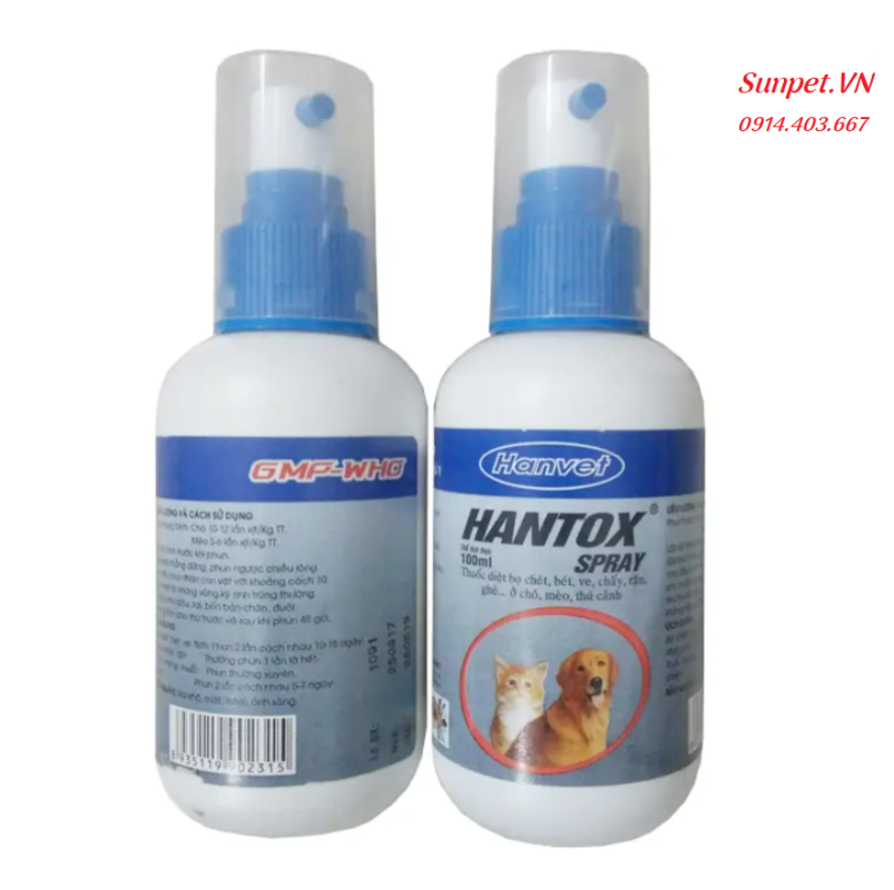 Thuốc trị ve rận chó hantox spray