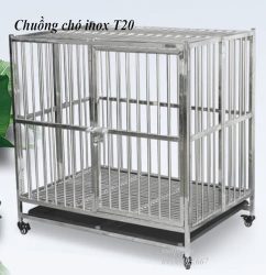 chuồng chó inox T20 giao hàng tại nhà, có máng thải