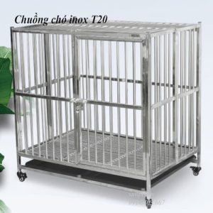 chuồng chó inox T20 giao hàng tại nhà, có máng thải