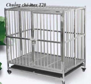 chuồng chó inox T20 giao hàng tại nhà, có máng thải
