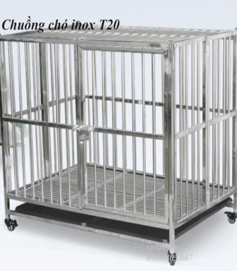 chuồng chó inox T20 giao hàng tại nhà, có máng thải