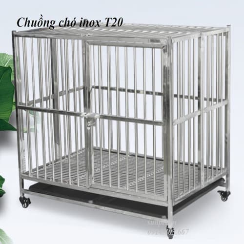 chuồng chó inox T20 giao hàng tại nhà, có máng thải
