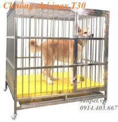 chuồng chó inox T30 có khay hứng chất thải