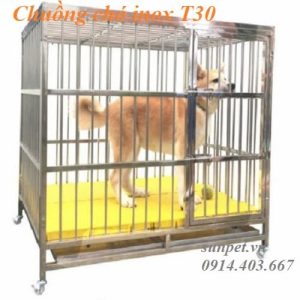 chuồng chó inox T30 có khay hứng chất thải