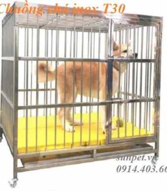 chuồng chó inox T30 có khay hứng chất thải