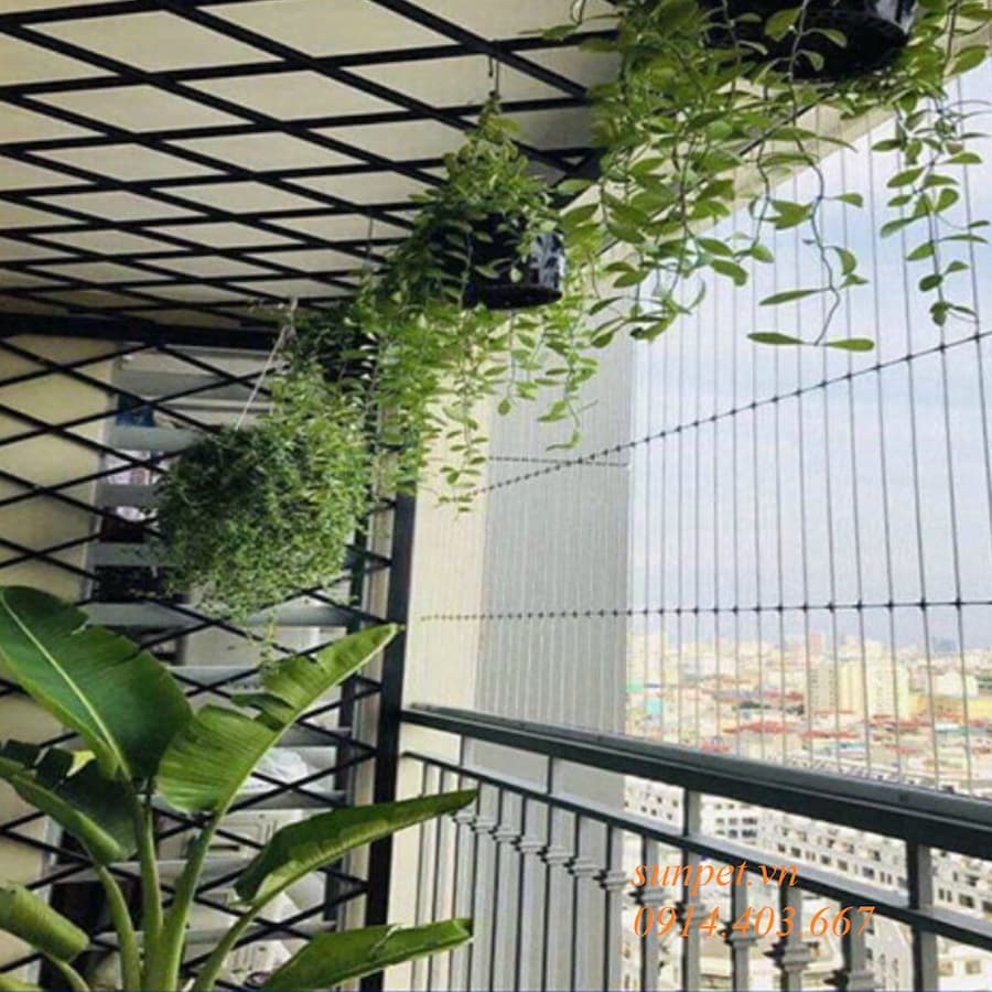 Lưới chắn mèo ban công sợi cáp inox 2 lưới chắn mèo ban công sợi cáp inox